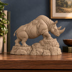 CONQR Charging Rhino desk statue in Sandstorm – full side profile