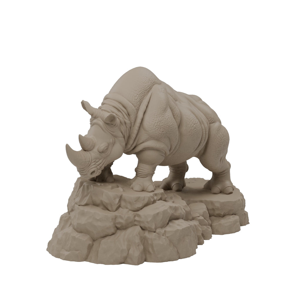 CONQR Charging Rhino desk statue in Sandstorm – on a white background