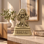 Rock On XL on a marble shelf, shown to scale beside books and a vase