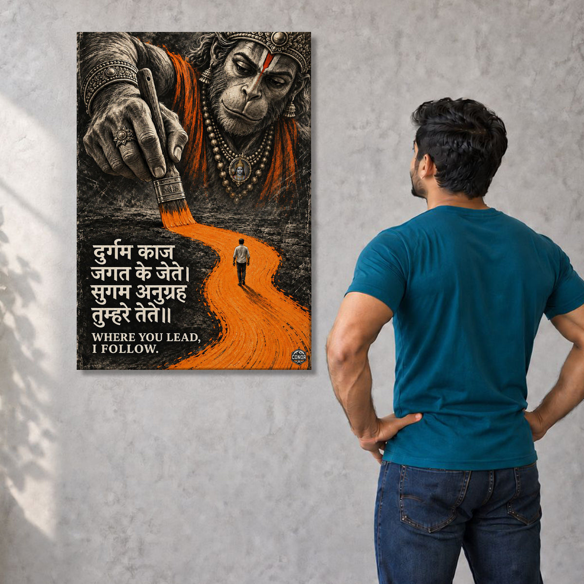24×36 Where You Lead Hanuman gallery-wrap canvas wall art