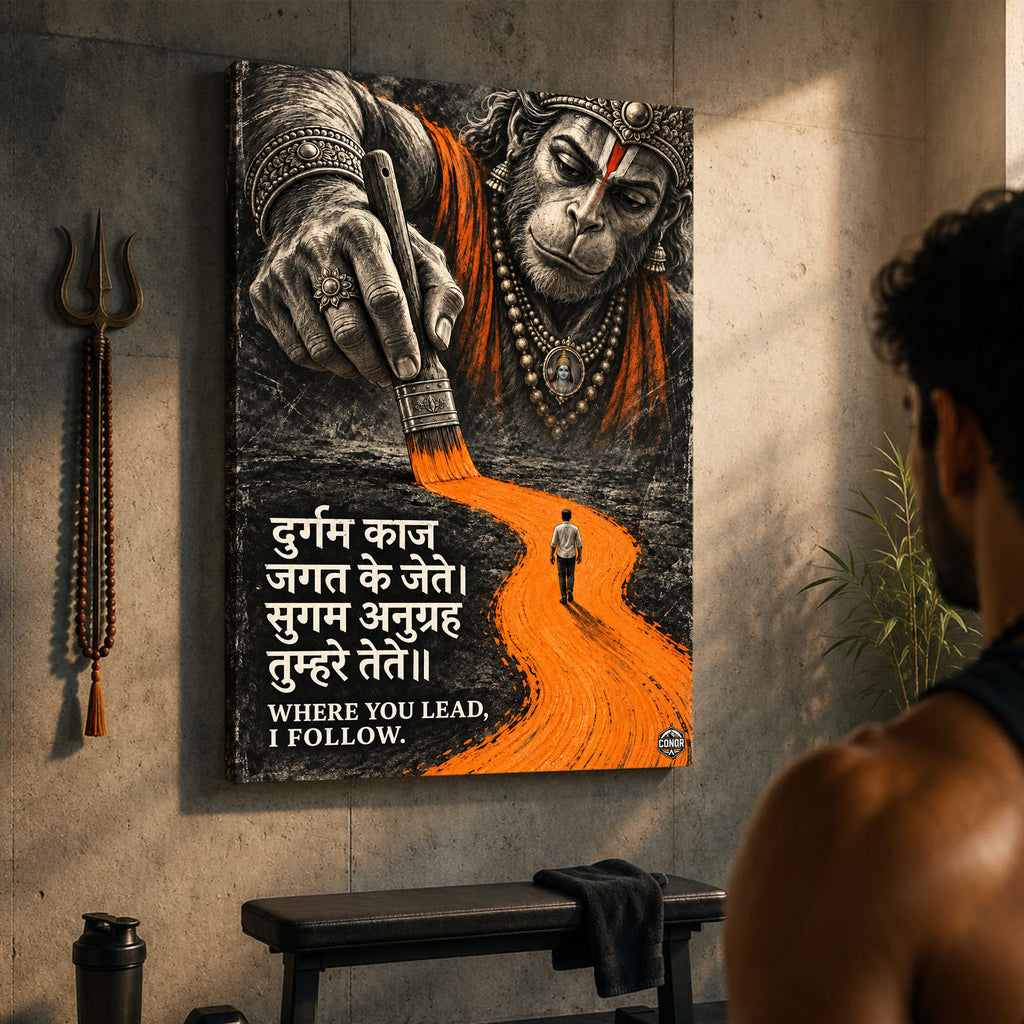 36×48 Where You Lead Hanuman gallery-wrap canvas wall art