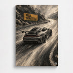 Full Throttle performance car wall art in monochrome painted style – CONQR