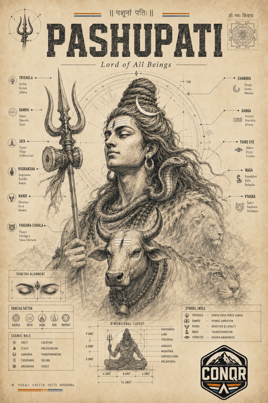 Mahadev Cosmic Warrior Wall Art by CONQR