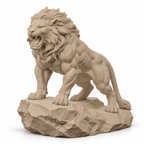 CONQR Lion lightweight 3D printed PLA desk statue, 9 inch, Sandstorm - white background