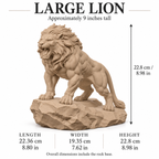 CONQR Lion lightweight 3D printed PLA desk statue, 9 inch, Sandstorm - size guide