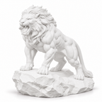 CONQR Lion lightweight 3D printed PLA desk statue, 9 inch, White - white background