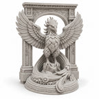 The Phoenix Rise Again desk sculpture in Marble Limestone, small, 14.5 cm, on a white background