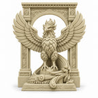 The Phoenix Rise Again desk sculpture in Marble Sandstone, large, 20 cm, on a white background