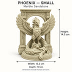 The Phoenix Rise Again desk sculpture in Marble Sandstone, small, 14.5 cm, size guide with dimensions