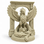 The Phoenix Rise Again desk sculpture in Marble Sandstone, small, 14.5 cm, on a white background
