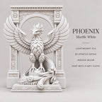The Phoenix Rise Again desk sculpture in Marble White, large, 20 cm, material and care details