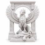 The Phoenix Rise Again desk sculpture in Marble White, large, 20 cm, on a white background