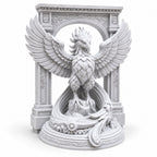 The Phoenix Rise Again desk sculpture in Marble White, small, 14.5 cm, on a white background