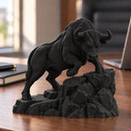 CONQR Raging Bull desk statue in Black on a work desk