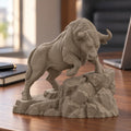 CONQR Raging Bull desk statue in Sandstorm on a work desk