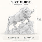 CONQR Raging Bull desk statue in White size guide - 18 cm / 7.1 inch tall