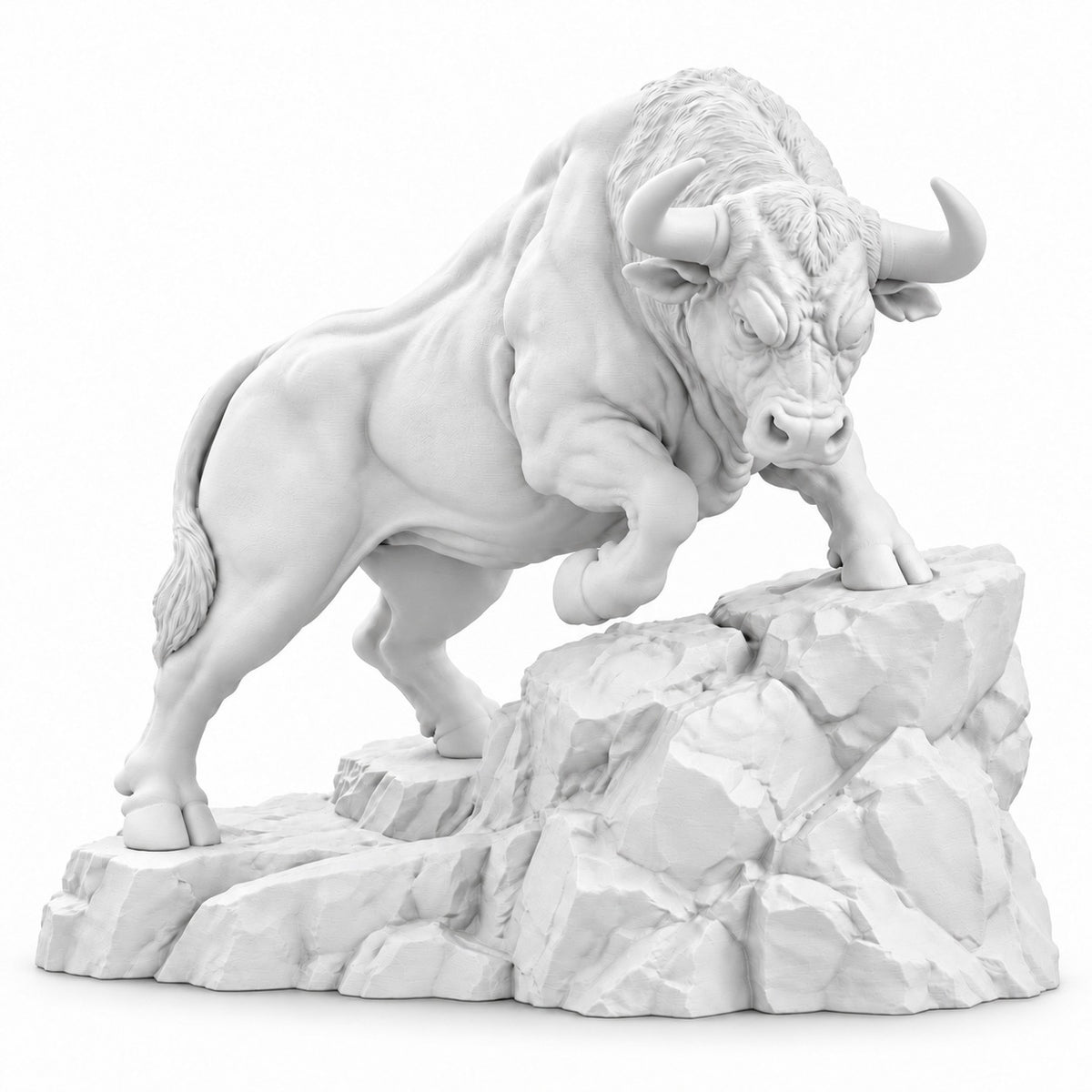 CONQR Raging Bull desk statue in White on white background