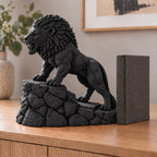 Unstoppable roaring lion desk statue in Black, large 22.5 cm, in a home study