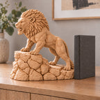 Unstoppable roaring lion desk statue in Sandstorm, large 22.5 cm, in a home study