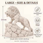 Unstoppable roaring lion desk statue in Warm Beige, large 22.5 cm, size and features, 22.5 cm tall