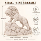 Unstoppable roaring lion desk statue in Warm Beige, small 18.5 cm, size and features, 18.5 cm tall